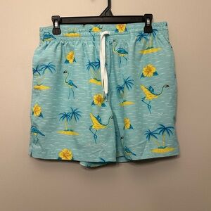 Chubbies Men’s Lined Blue Yellow  Flamingo Swim Trunks Size XL